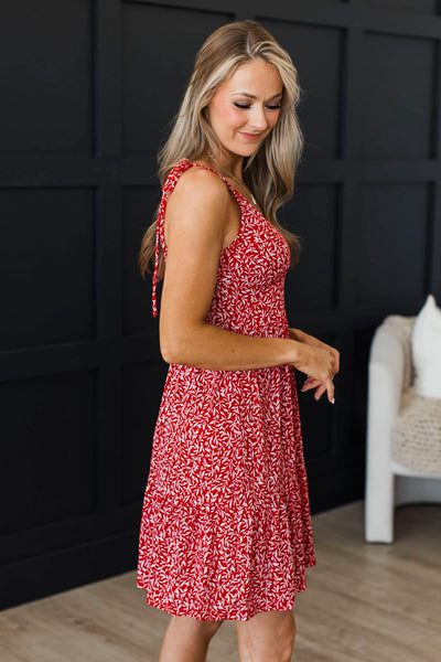 Red & White Tie Mini Dress