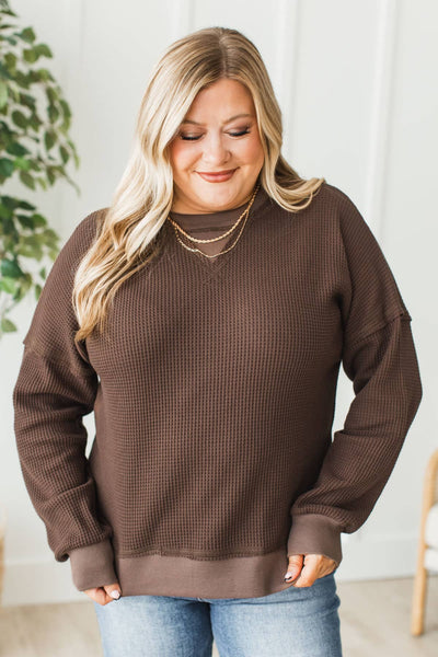 Mocha Oversized Thermal Sweatshirt