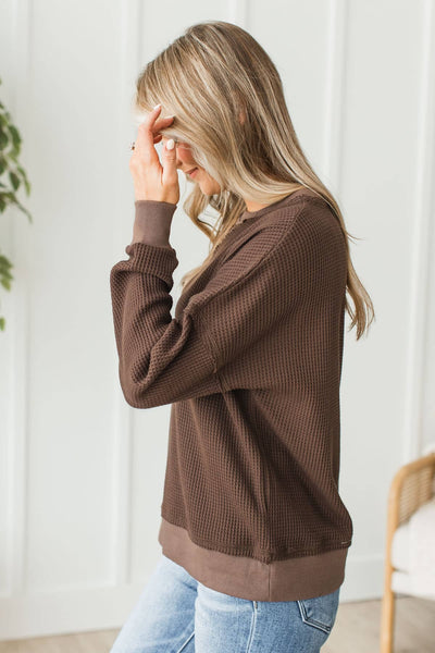 Mocha Oversized Thermal Sweatshirt