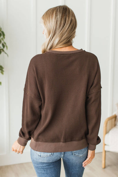 Mocha Oversized Thermal Sweatshirt