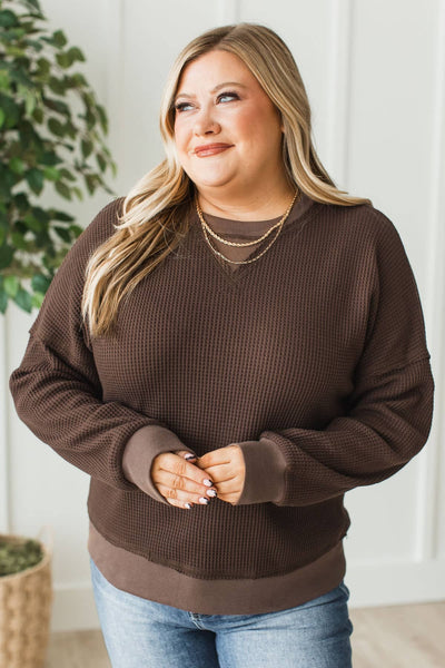 Mocha Oversized Thermal Sweatshirt