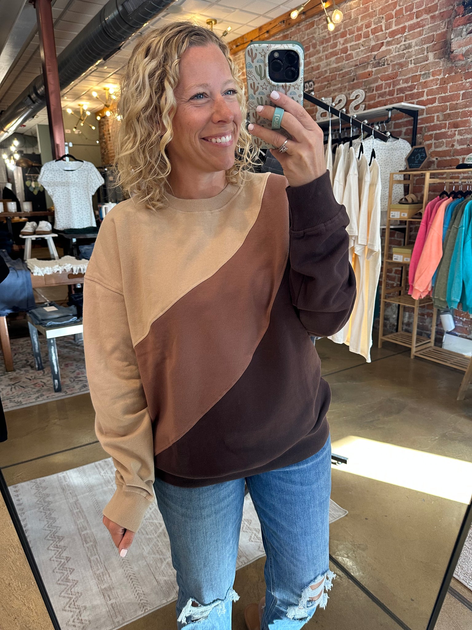 Espresso Color Fade Stripe Sweater