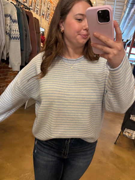 Sky Blue Striped Sweater