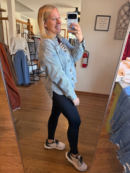 Mica Light Wash Denim Shacket