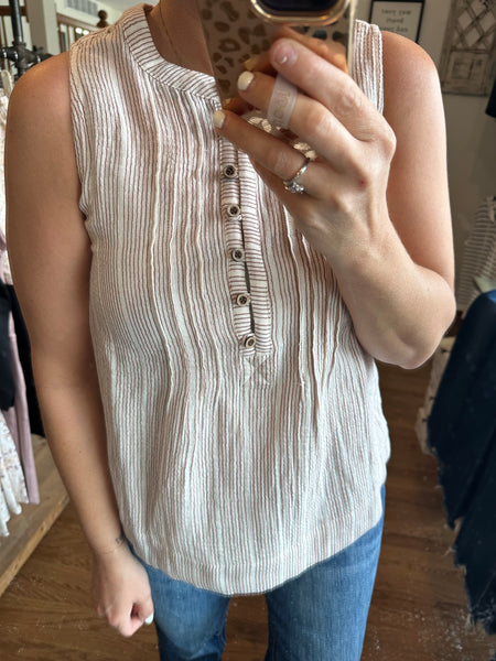 Amber Striped Linen Tank Top