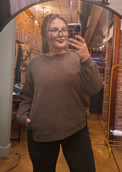 Coffee Cotton Scuba Pocket Pullover