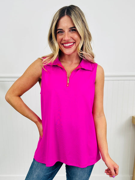 Crushed Magenta Sun-Cool Zip Tank