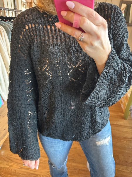 Black Knit Boho Sweater