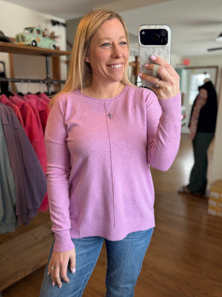 Heather Mauve Viscose Front Seam Sweater