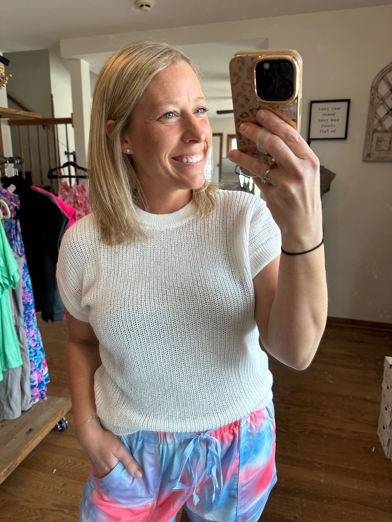 Ivory Short Sleeve Sweater