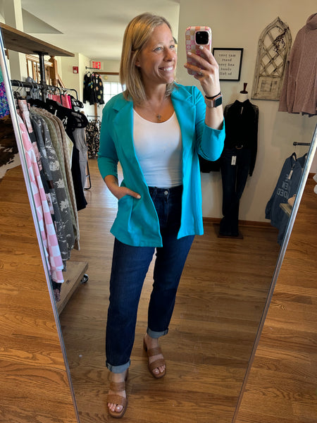 Magic 3/4 Sleeve Blazer in Tropic Teal