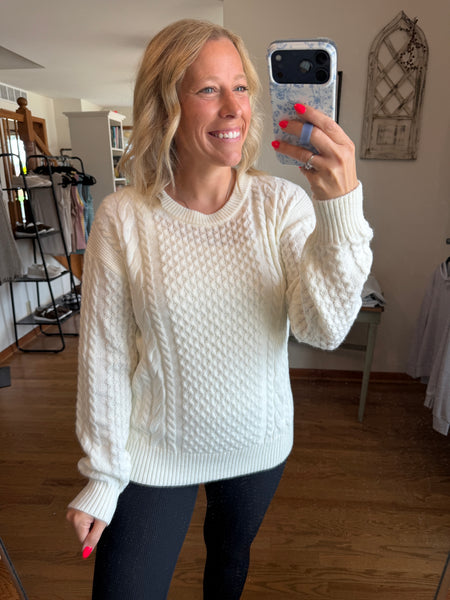 Beige Cable Detail Knit Sweater
