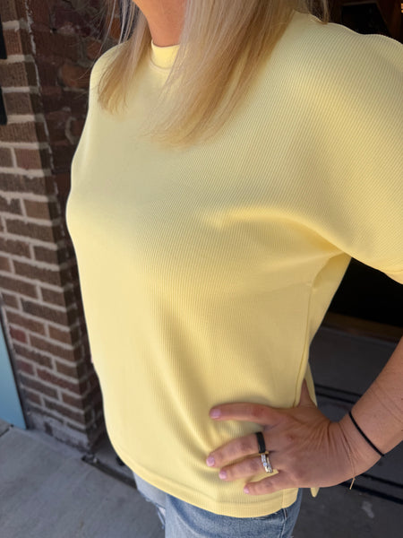 Yellow Glow Luxe Sand Wash Rib Lounge Tee