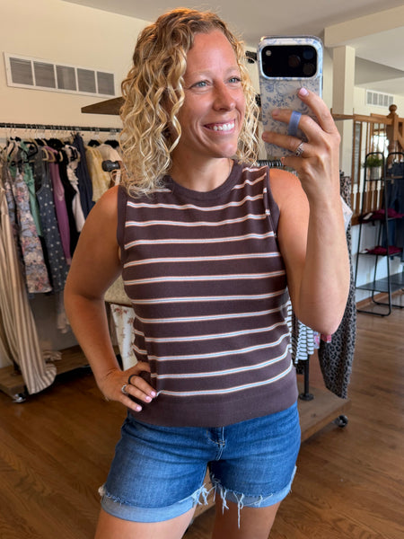 Chocolate Striped Sweater Tank