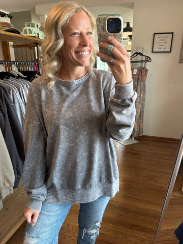 Charcoal Washed Side Split Top