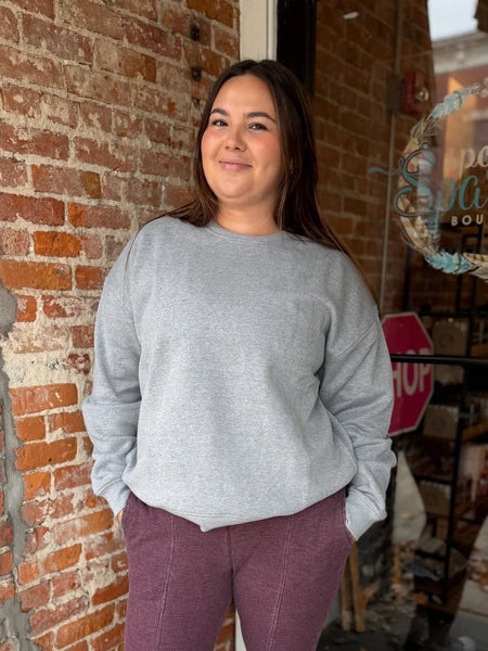 Heather Grey Oversized Fleece Sweatshirt