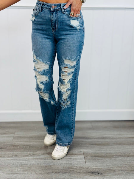 Judy Blue Heavy Destroyed Straight Jeans