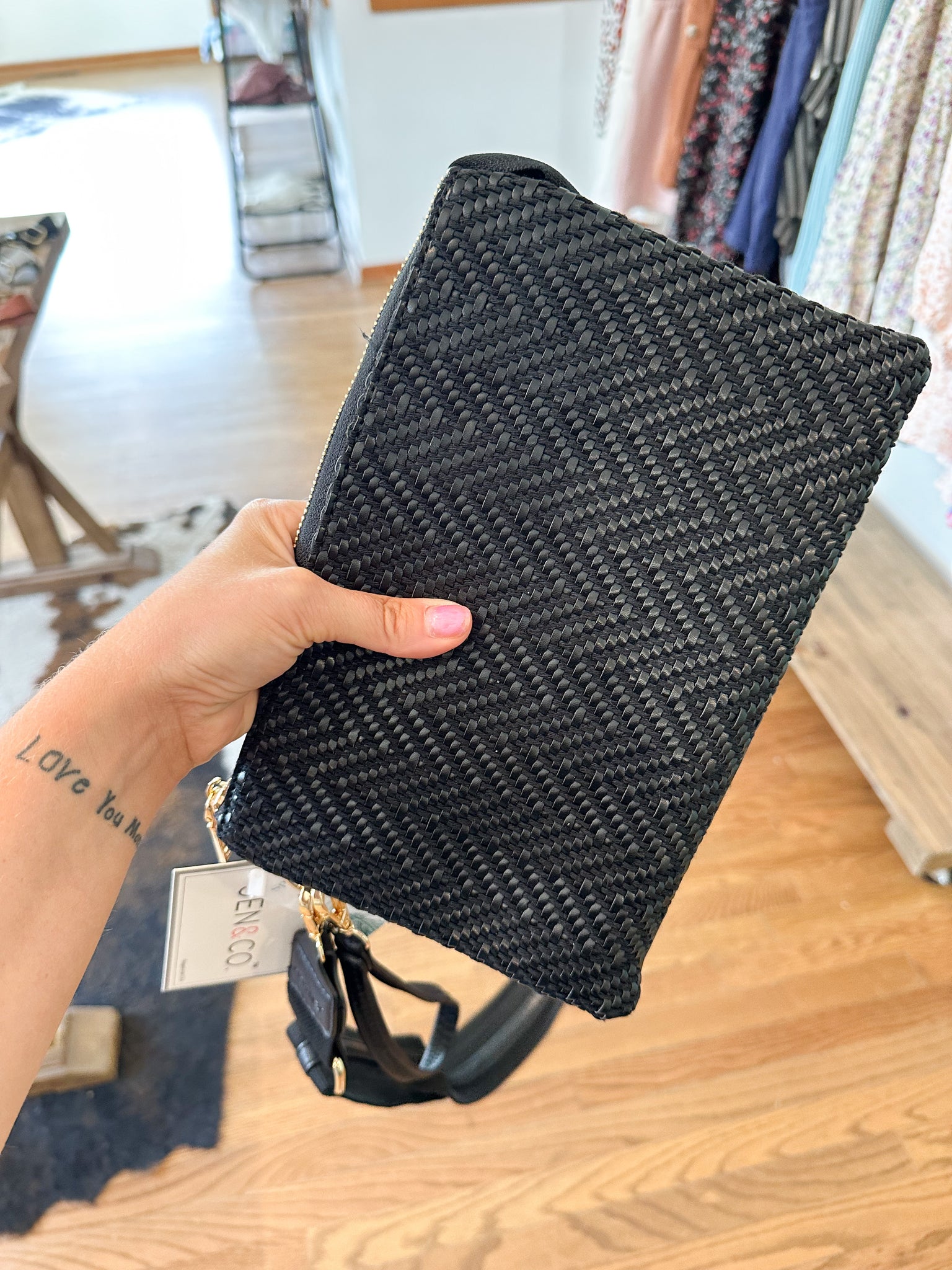 Izzy Woven Crossbody in Black