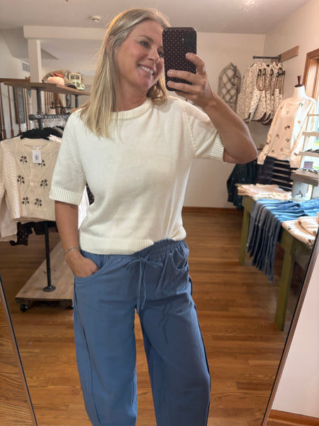 Ivory Soft Essentials Short Sleeve Sweater