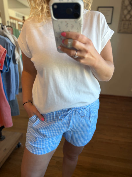 Blue Gingham Relaxed Fit Shorts