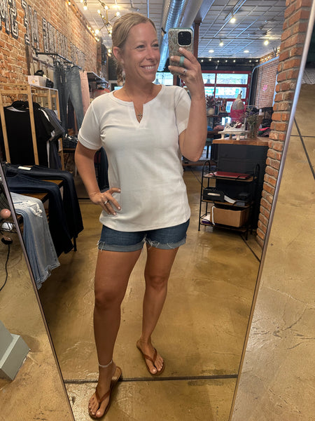 Off White Baby Waffle Short Sleeve Top