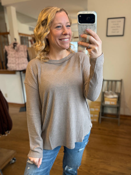 Mocha Oversized Waffle Knit Top