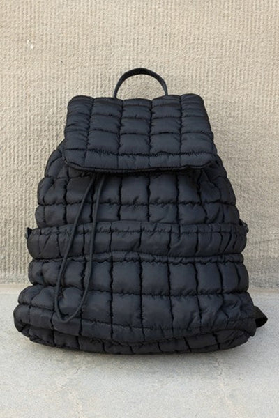 Black Quilted Puffer Backpack