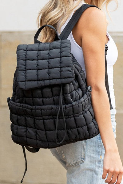 Black Quilted Puffer Backpack