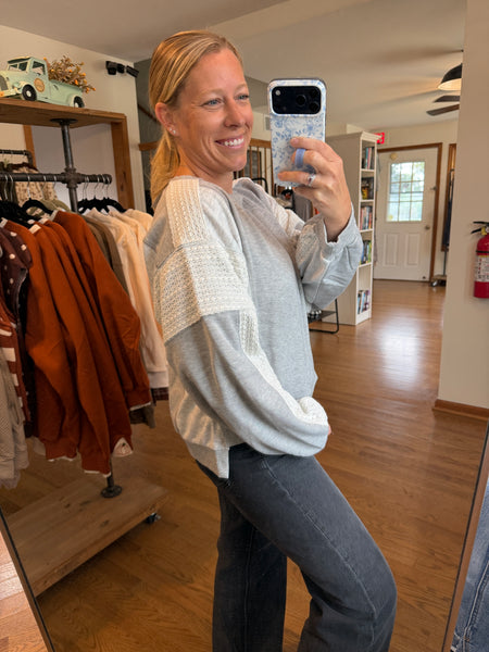 Heather Grey Lace Sweatshirt