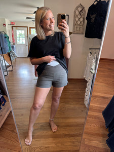 Black Olive Crossover Waist Running Shorts