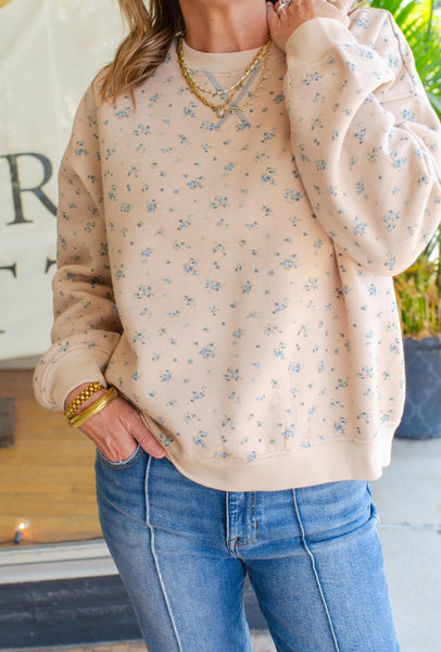 Khaki Ditsy Floral Crewneck Sweatshirt