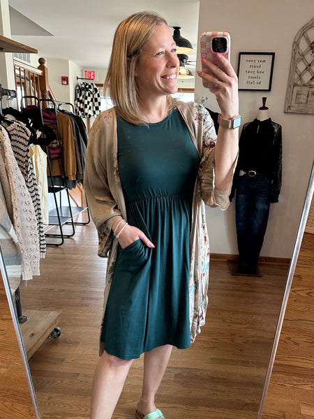 Emerald Pocket Midi Dress