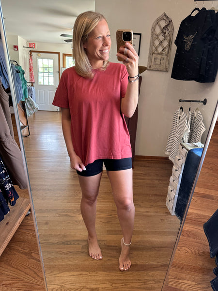 Shoreline Pima Cotton Slouchy Tee in Red Pear