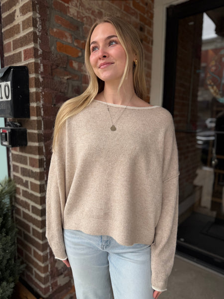 Oat Off Shoulder Sweater