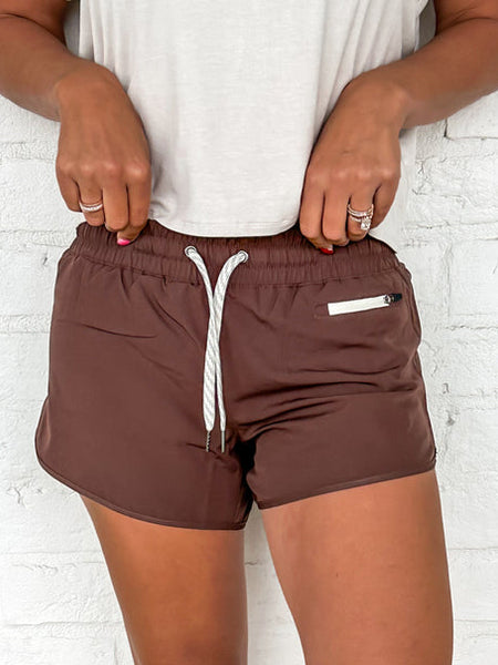 Brown Woven Lined Shorts