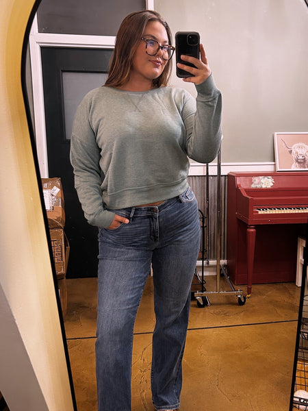 Silky Pine Burn Out Crewneck Sweater