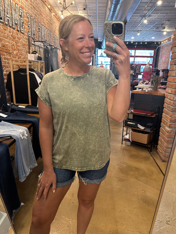 Light Olive Washed Short Sleeve Tee