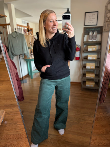 Evergreen Corduroy High-Waisted Wide Leg Pants
