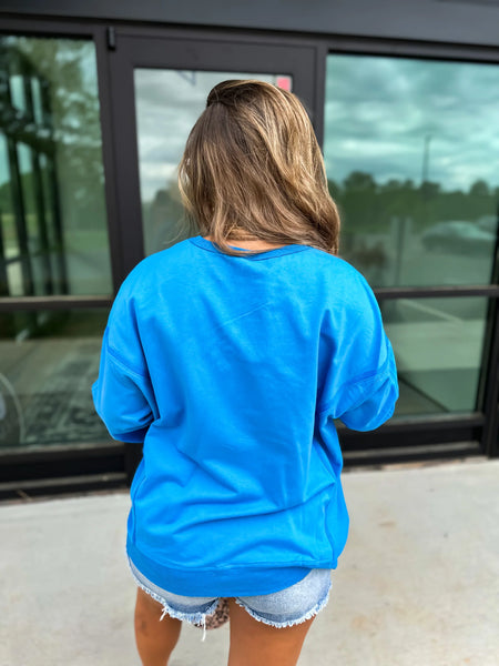 Sonic Blue Crewneck Cozy Pullover