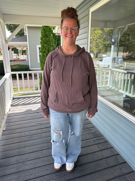 Espresso Ribbed Hooded Top (S-3XL)