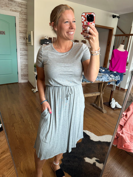 Heather Grey Drawstring Dress