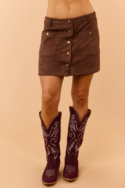 Mocha Suede Mini Skirt
