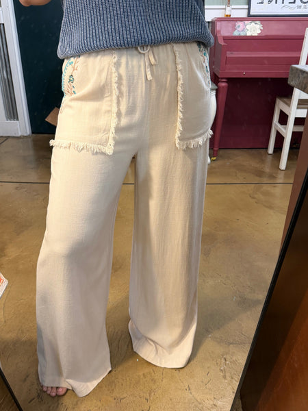 Floral Embroidered Boho Pants