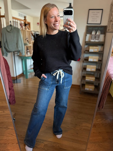 Judy Blue Wide Leg Drawstring Waist Jeans