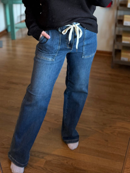 Judy Blue Wide Leg Drawstring Waist Jeans