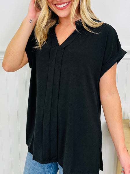 Black Wrinkle-Free Pleated Lizzy Blouse