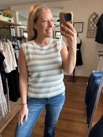 Jade Stripe Crochet Tank Top