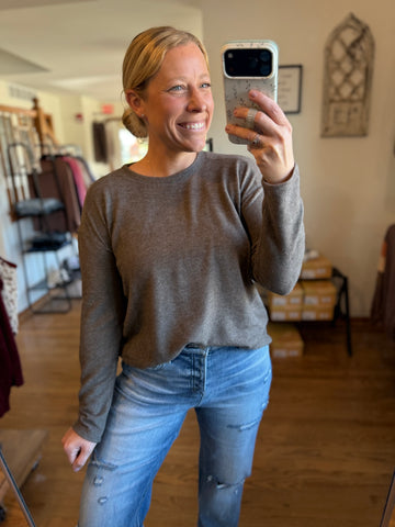 Mocha Cashmere Brushed Sweater