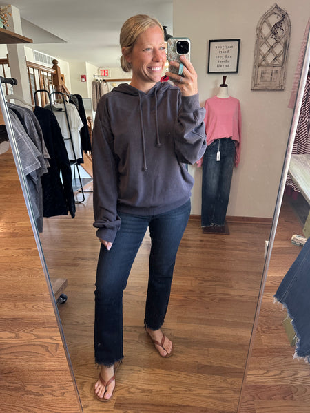 Dark Brown Mineral Wash Hooded Pullover