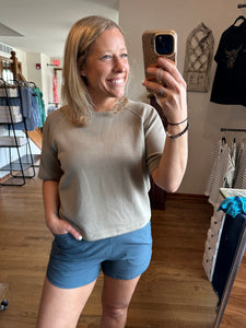 Laguna Soft Drape Raglan Tee in Warm Grey